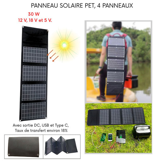 Panneau Solaire Pliable 30W – USB et Type-C
