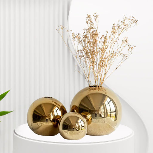 Ensemble de 3 vases en céramique moderne de luxe avec fleur