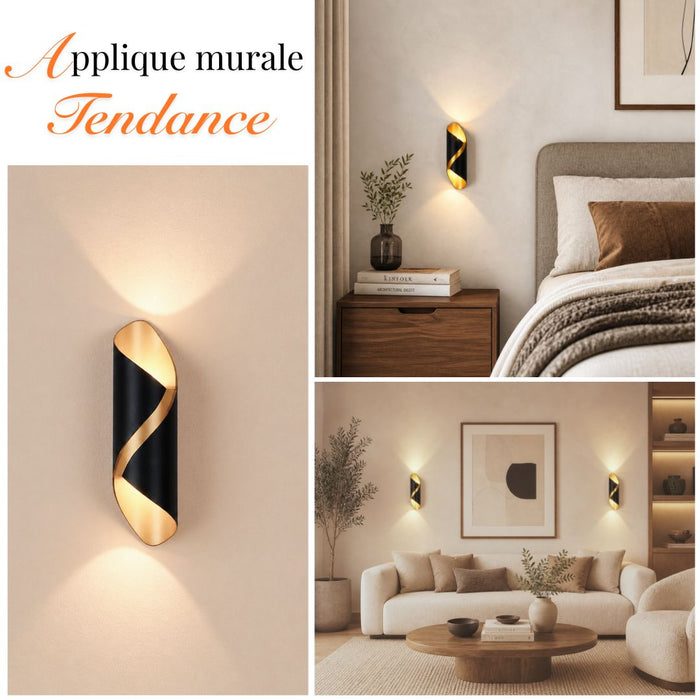 luminaire mural moderne noir et or