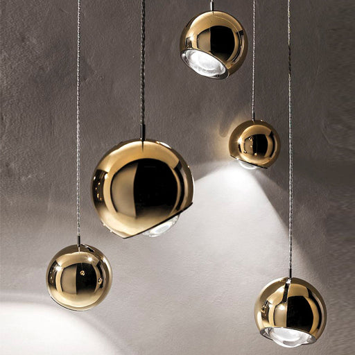 Lustre LED Design V-TAC – 5 Boules Suspendues Verre Doré