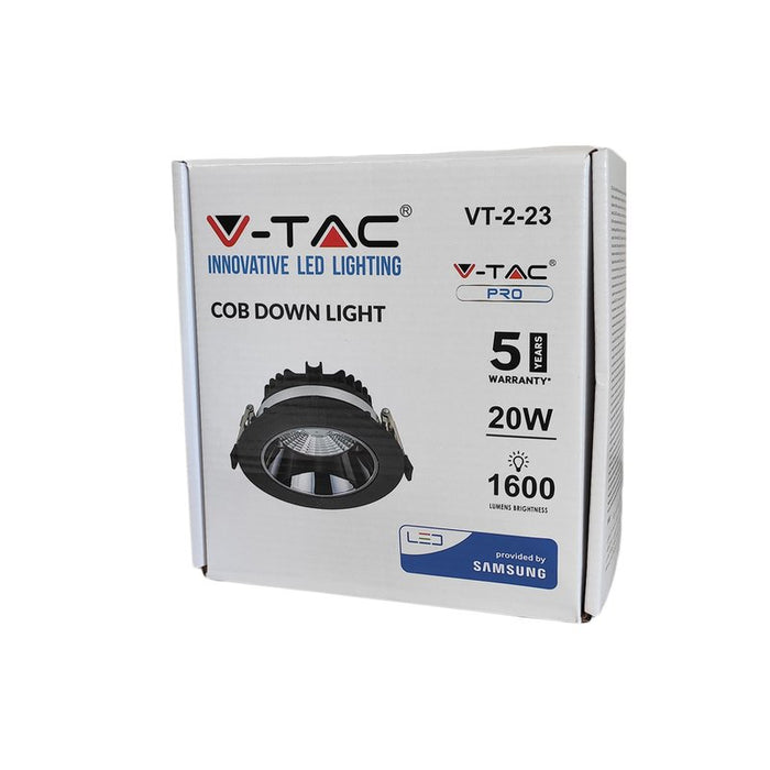 Downlight LED Réflecteur 20W Noir V-TAC – CRI 80