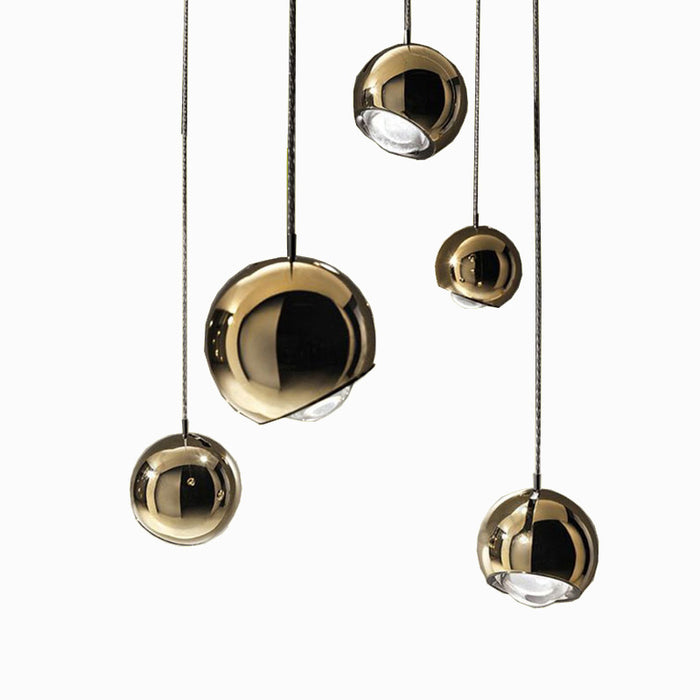 Lustre LED Design V-TAC – 5 Boules Suspendues Verre Doré