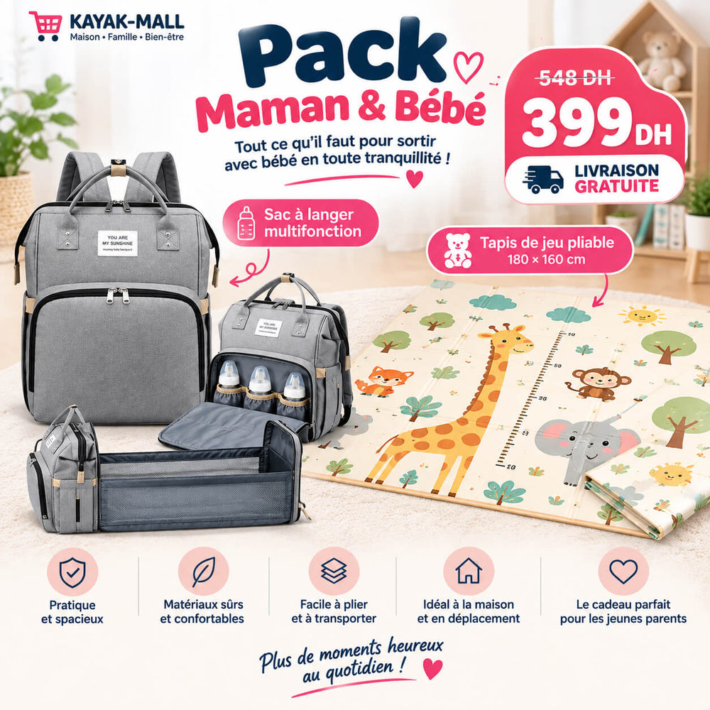 Pack Maman & Bébé – Sac à Langer + Tapis de Jeu
