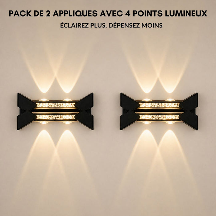 Applique murale LED design décoratif 14W – aluminium noir