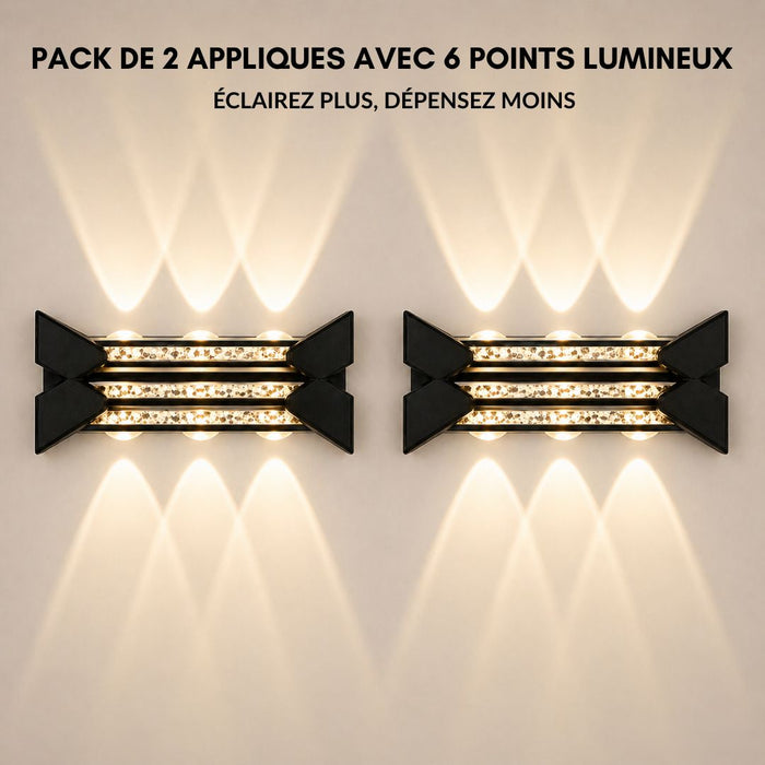 Applique murale LED design décoratif 14W – aluminium noir