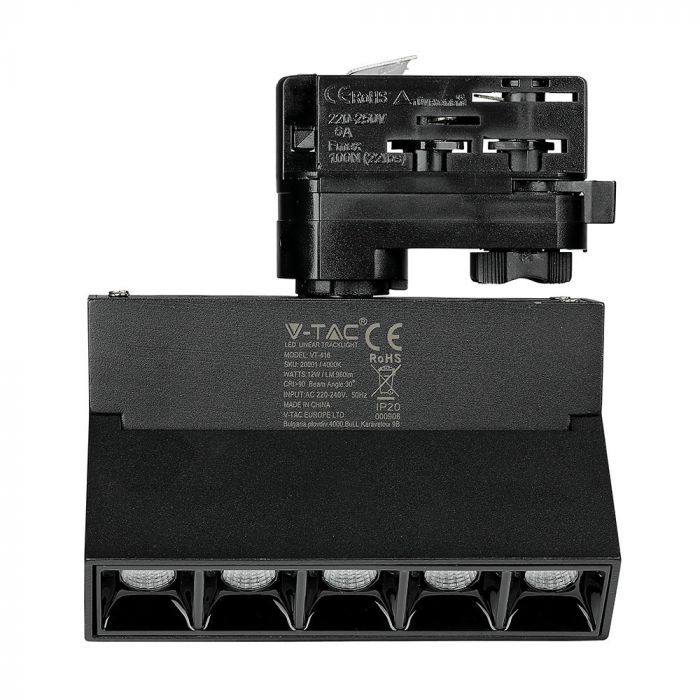 Spot LED Linéaire sur Rail 12W Noir V-TAC – CRI 90