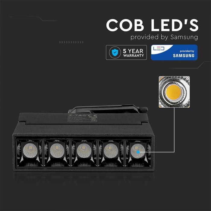 Spot LED Linéaire sur Rail 12W Noir V-TAC – CRI 90