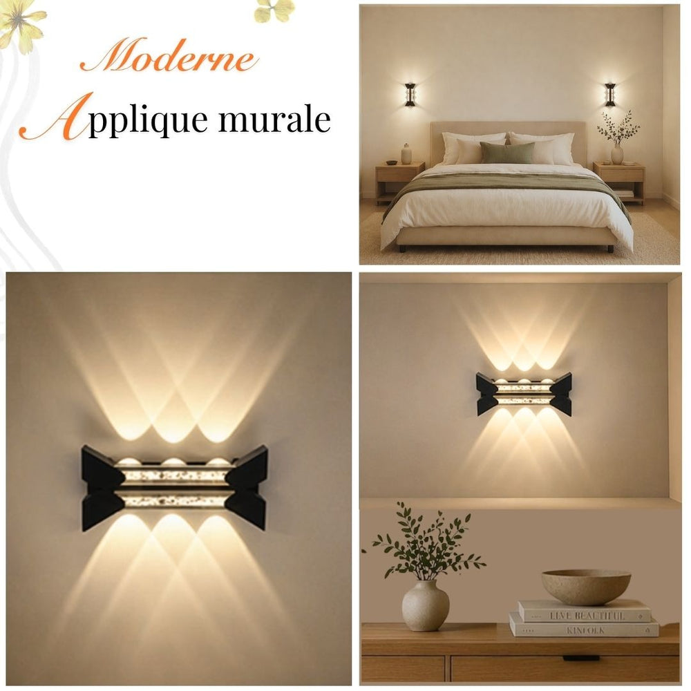 Applique murale LED design décoratif 14W – aluminium noir