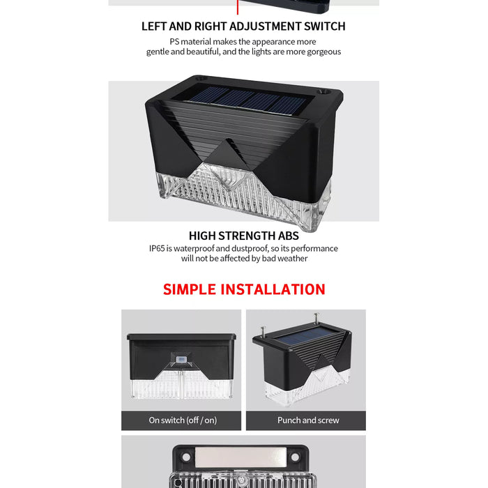 4 x Appliques solaires pour décoration jardin à 2 LED