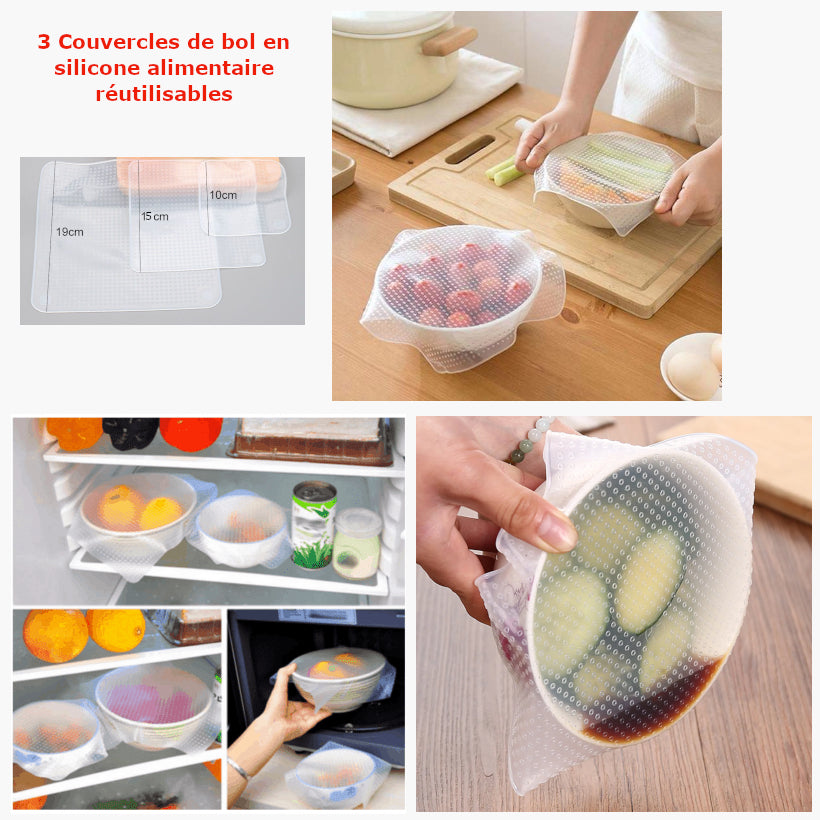 Zerodeko Couvercles Bols Silicone Extensibles Étanchéité - Micro-ondes Lave-vaisselle
