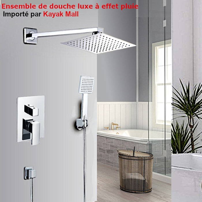 Ensemble de douche luxe à effet pluie encastrable